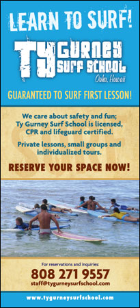 Ty Gurney Surf School Rack Card